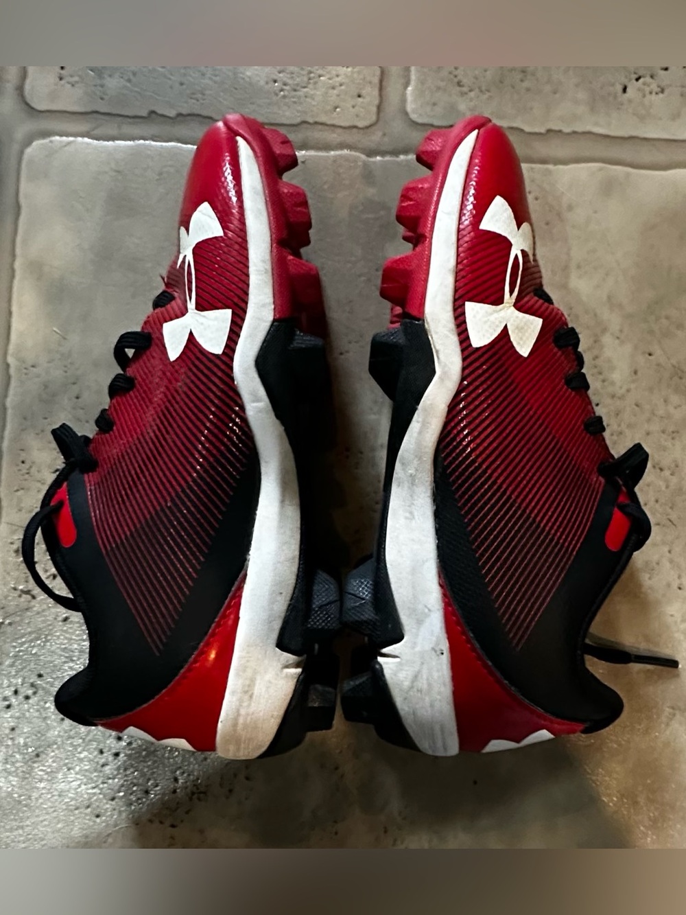 Under Armour Red and Black Kids Baseball Cleats